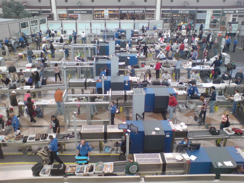 An airport security hall